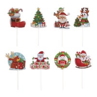 Toppers de Natal sortidos para cupcakes 9 x 6 cm - Dekora - 48 unidades