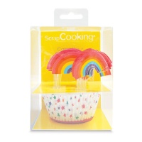 Forminhas para cupcakes e picks de Arcoiris - Scrapcooking - 24 unidades