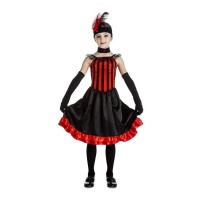 Fato de can can vermelho e preto para bebé