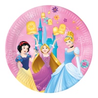 Pratos das Princesas Disney Branca de Neve, Rapunzel e Cinderela de 23 cm - 8 unidades