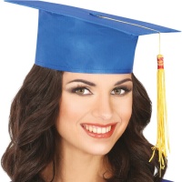 Biretta de formatura azul