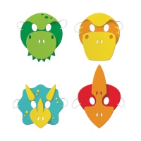 Máscaras de dinossauro - 4 unidades