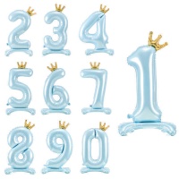 Balão numerado azul com coroa de 84 cm - PartyDeco - 1 unidade