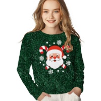 Suéter de Natal do Papai Noel com glitter infantil