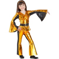 Fantasia estilo disco dourado e preto para menina