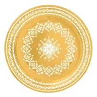 Pratos de natal bordados a ouro 23 cm - 6 unidades