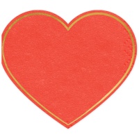 Guardanapos vermelhos em forma de coração 14,3 x 12,5 cm - 20 pcs.