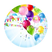 Pratos de festa com balões multicoloridos 18 cm - 8 unidades