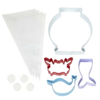 Kit para biscoitos com cortadores e bicos para decoração de aquário - Wilton - 12 unidades