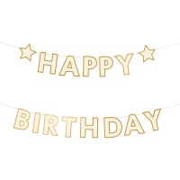 Guirlanda de Happy Birthday com estrela dourada de 3,00 m