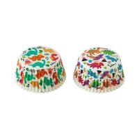 Cápsulas para cupcake de dinossauros coloridos - 36 unidades