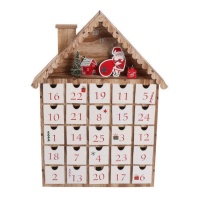 Calendário do advento em forma de casa de madeira 35,5 x 6 x 26,5 cm