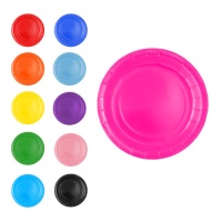 Pratos de cartão de 17 cm em cores vivas - 8 unid.