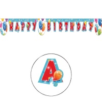 Faixa de aniversário com balões brilhantes 2 m