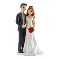 Figura para bolo de casamento de casal de mãos dadas de 18 cm