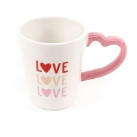 Caneca Love de 230 ml com pega em forma de coração cor-de-rosa