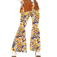 Calças hippie dos anos 70 para mulher