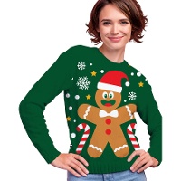 Suéter de Natal de homem-biscoito para senhora
