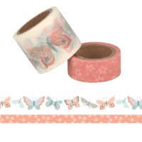 Fita Washi borboletas e flores - 5 m