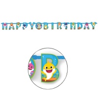 Grinalda de Feliz Aniversário Tubarão Bebé - 1,8 m