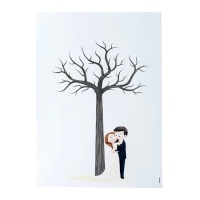 Impressão de árvore com pegada de casamento 29,5 x 42 cm