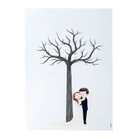 Pegada de casamento impressão árvore 29,5 x 42 cm