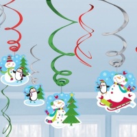 Pendente decorativo de Natal com espiral - 12 peças