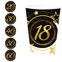 Óculos estrela preto e dourado - 6 peças