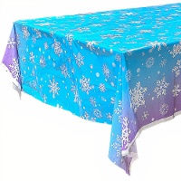 Toalha de Mesa Lilás com Estampa de Flocos de Neve - 2,74 x 1,32 m