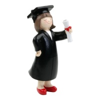 Figura para bolo de formatura com diploma de rapariga 16,5 cm