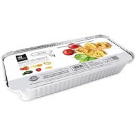 Recipiente descartável retangular 30 x 15 x 6,1 cm com tampa - 2 unidades