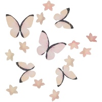 Mini wafers de flores e borboletas rosa pêssego - 30 unidades