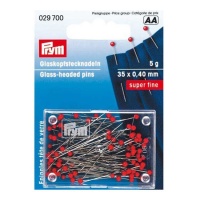 Pinos de cabeça de vidro vermelho 35 x 0,4 mm - Prym - 5 gr