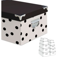 Caixa branca rectangular com pontos de polca - DCasa - 10 unidades