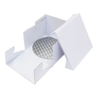 Caixa de bolo quadrada 27 x 27 x 15 cm com base redonda de 0,3 cm - PME