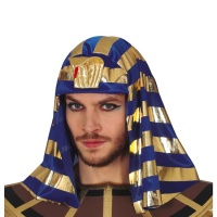 Toucado de Faraó Egípcio dourado e azul