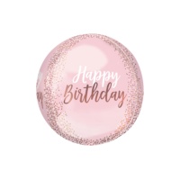 Feliz aniversário do balão orbz cor-de-rosa 38 x 40 cm - Anagrama