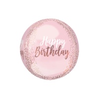 Balão rosa orbz feliz aniversário 38 x 40 cm - Anagrama
