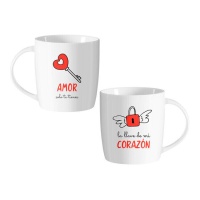 Caneca do amor de 350 ml com mensagens - 2 peças