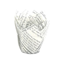 Cápsulas de tulipas de papel com desenho de jornal para muffins - Pastkolor - 50 unid.