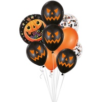 Buquê de Happy Halloween com abóbora - 9 unidades