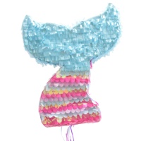 Piñata com cauda de sereia 3D 45 x 39 x 9,5 cm