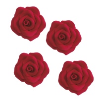 Estatuetas de açúcar com rosas vermelhas 7 cm - Dekora - 9 unid.