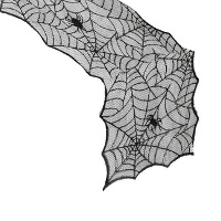 Caminho de mesa de 46 cm de teias de aranha e morcegos - 1,80 m