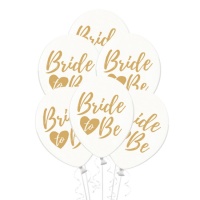 Balões transparentes dourados Bride to Be 30cm - 6 unidades