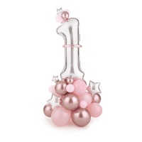 Bouquet de balões de número 1 cor-de-rosa - PartyDeco - 50 peças