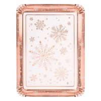 Tabuleiro retangular em cartão Rose Gold Snow 25 x 34 cm - 1 unid.