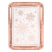 Tabuleiro retangular em cartão Rose Gold Snow 25 x 34 cm - 1 unid.