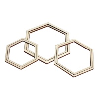 Molduras de madeira hexagonais - Casasol - 3 unidades