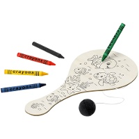 Raquete e bola para colorir com giz de cera